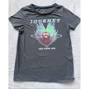 Journey USA Tour 1979 Graphic T-Shirt Charcoal Gray Rock Band Tee Small